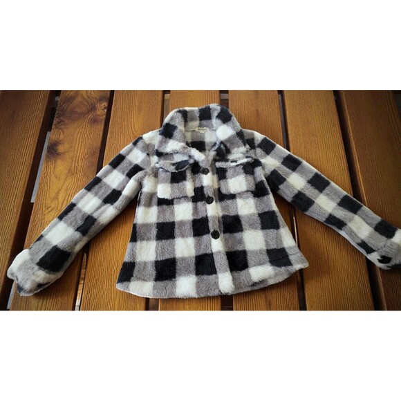 Speechless Kids Girls Black&White Faux Fur Button Jacket Cozy Sherpa Coat Sz 14 - Picture 3 of 11